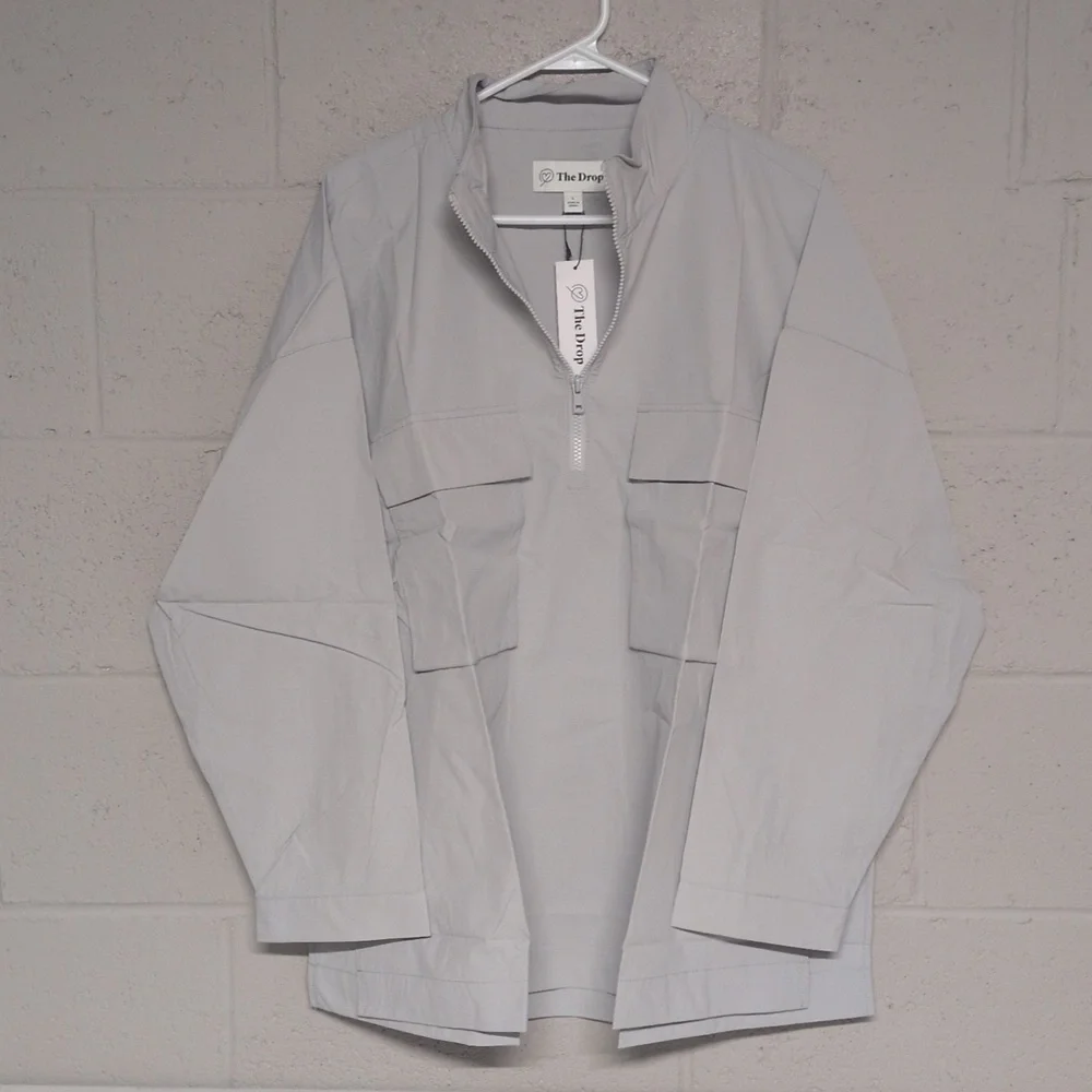 The Drop Women's Anabel Relaxed Nylon Jacket, Light Gray, Size L, NWT - Picture 3 of 4